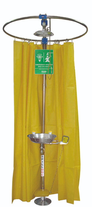 SAFETY SHOWER & EYEWASH STATION WITH ROUND CURTAIN SDSE304RC