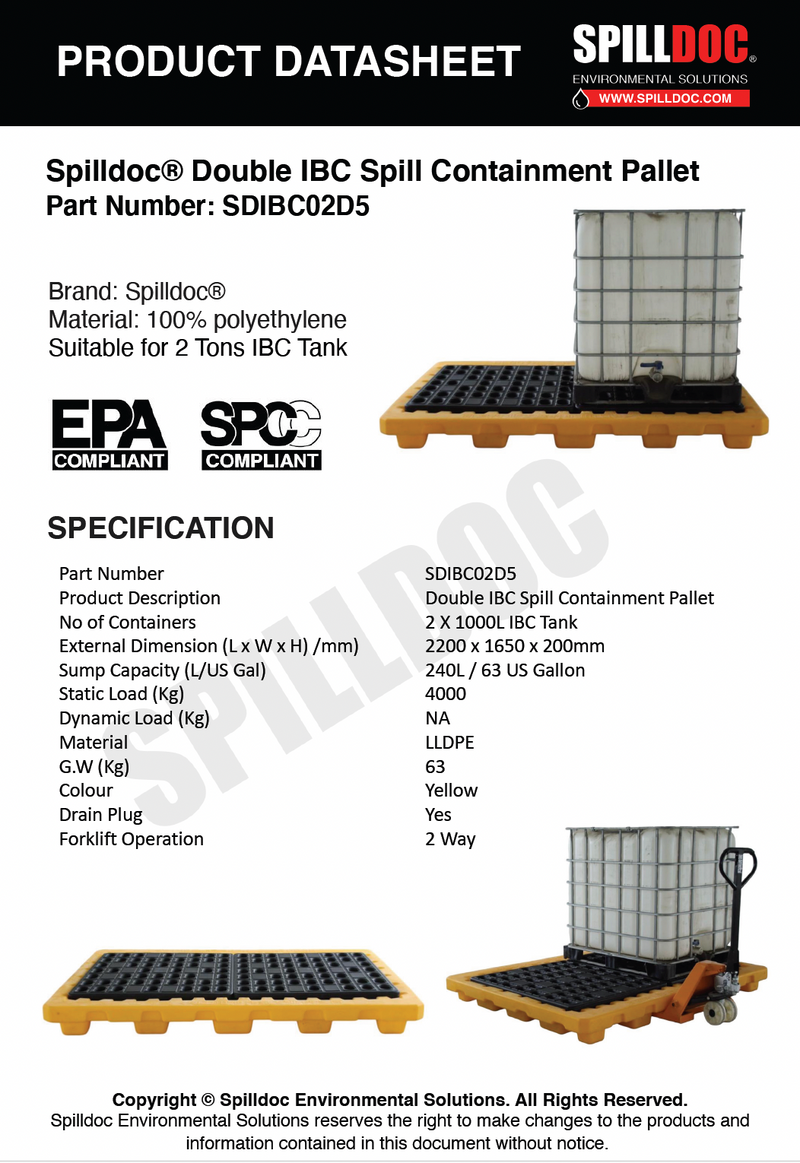 Spilldoc® Double IBC Spill Pallet SDIBC02L