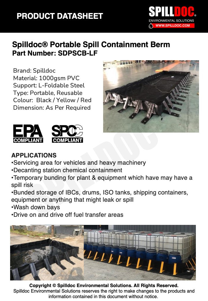 Portable & Collapsible Spill Containment Berm SDPCSCB