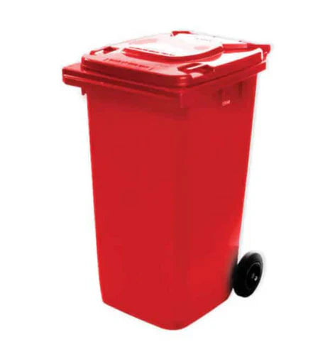 BIOHAZARD WASTE DISPOSAL BIN (RED) WITH WHEELS 80L