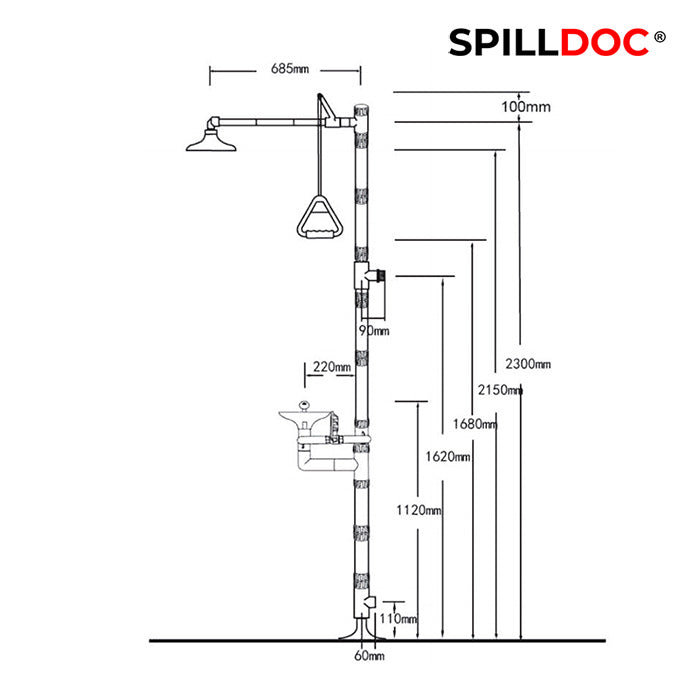 Spilldoc Combination Emergency Shower and Eyewash Station SD-510/ABS